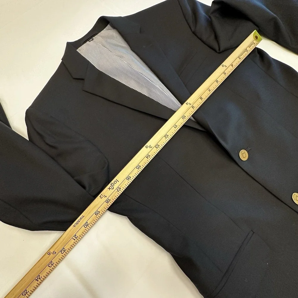 Jos A Bank 1905 Mens 37R Slim Fit Wool Blazer Navy Blue‎ Gold Crest Buttons
